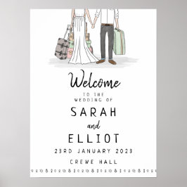 Póster Poster de bienvenida de maletas de boda de destino