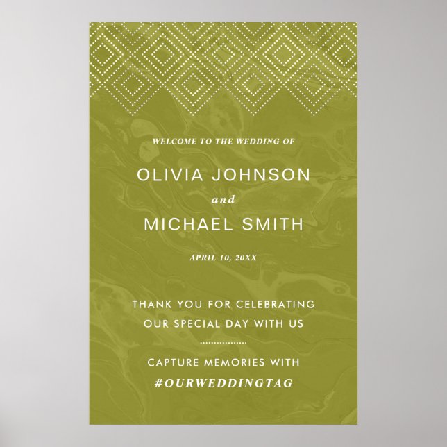 Póster Poster de bienvenida de mármol verde de Hues Chart (Frente)