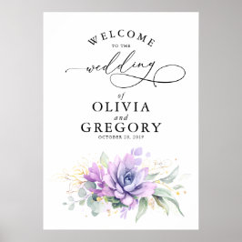 Póster Poster de bienvenida de Succulent Greenery Boda