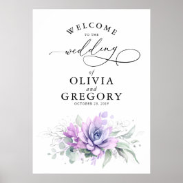 Póster Poster de bienvenida de Succulent Greenery Boda