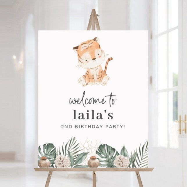Póster Poster de bienvenida de Tiger Greenery Floral Birt (Subido por el creador)