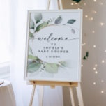 Póster Poster de bienvenida de Watercolor Greenery Baby S<br><div class="desc">Salude a los clientes de la ducha de bebé con este poster de bienvenida color agua. Haz que se imprima o se descargue e imprima localmente de forma instantánea.</div>