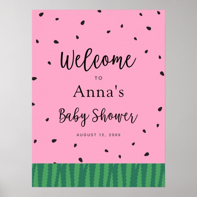 Póster Poster de bienvenida de Watermelon Baby Shower (Frente)