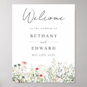 Póster Poster de bienvenida de Wildflower Meadow Boda