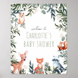 Póster Poster de bienvenida de Woodland Animals Baby Show