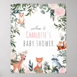 Póster Poster de bienvenida de Woodland Animals Baby Show