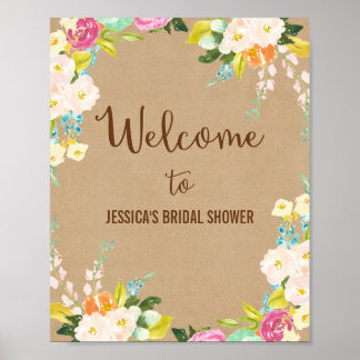 Póster Poster de bienvenida Floral acuarela