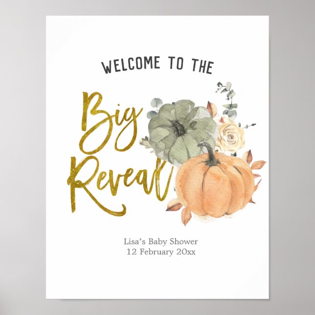 Póster Poster de bienvenida Floral White Pumpkin (Frente)