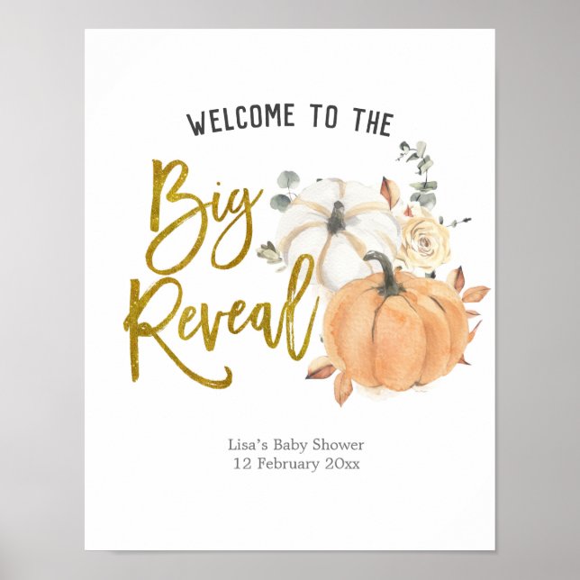 Póster Poster de bienvenida Floral White Pumpkin (Frente)