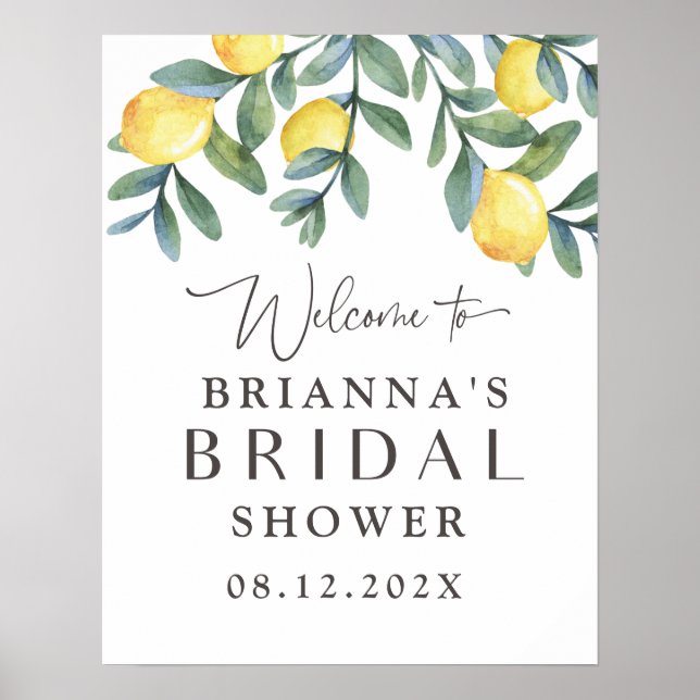 Póster Poster de bienvenida Lemon Bridal Shower (Frente)