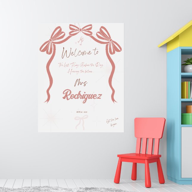 Póster Poster de bienvenida Pinky Bridal Shower (Guardería 1)