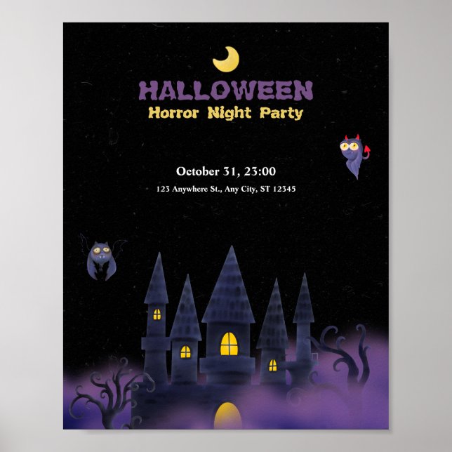 Póster Poster de bienvenida Purple Black Playful Hallowee (Frente)