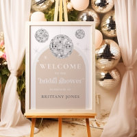 Poster de bienvenida Retro Disco Ball Bridal Showe