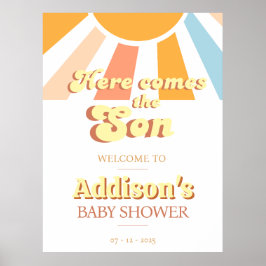 Póster Poster de bienvenida Retro Sunshine Sun Baby Showe