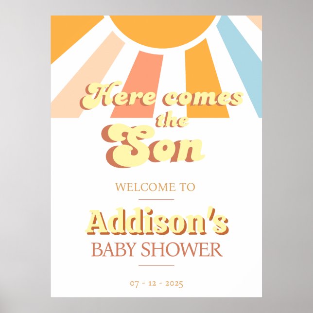 Póster Poster de bienvenida Retro Sunshine Sun Baby Showe (Frente)