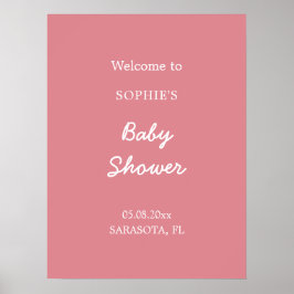 Póster Poster de bienvenida Rubor Pink Baby Shower