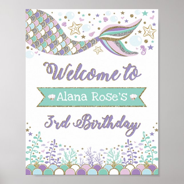Póster Poster de Bienvenida Sirenita Tercer Fiesta de Pis (Frente)
