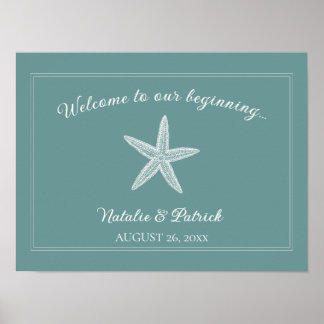 Póster Poster de bienvenida verde azulado de Starfish Bod