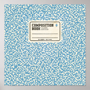 Póster Poster de bloc de notas de composición azul