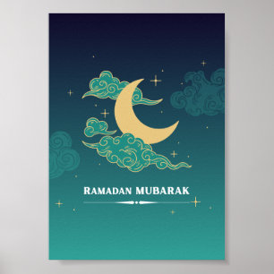 Póster Poster de Blue Modern Ramadan Mubarak
