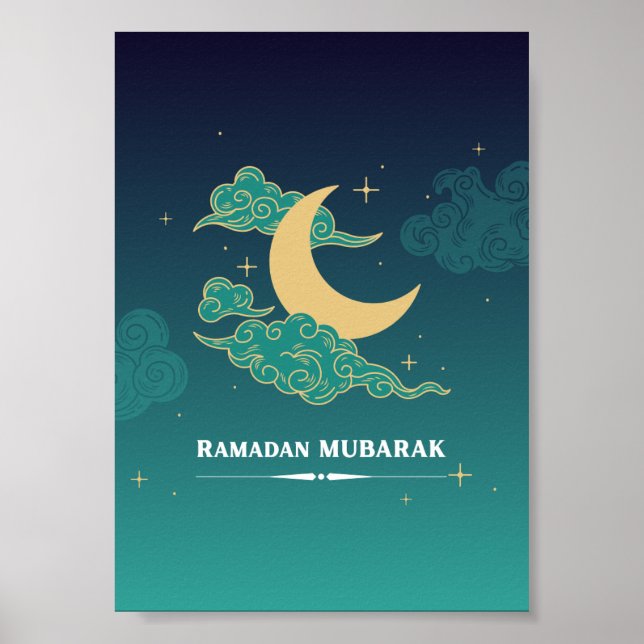 Póster Poster de Blue Modern Ramadan Mubarak (Frente)