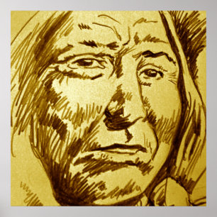 Póster Poster de boceto de lápiz jefe indio