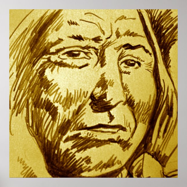 Póster Poster de boceto de lápiz jefe indio (Frente)