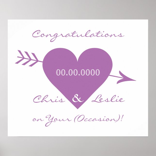 Póster Poster de boda/aniversario personalizado de Valent (Frente)