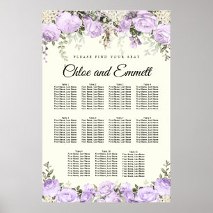 Póster Poster de Boda de 11 tablas de color morado grande
