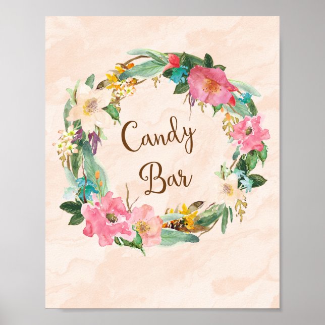 Póster Poster de Boda de barra de velas de flor (Frente)