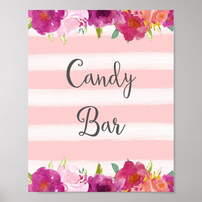 Póster Poster de Boda de barra de velas de flores (Frente)