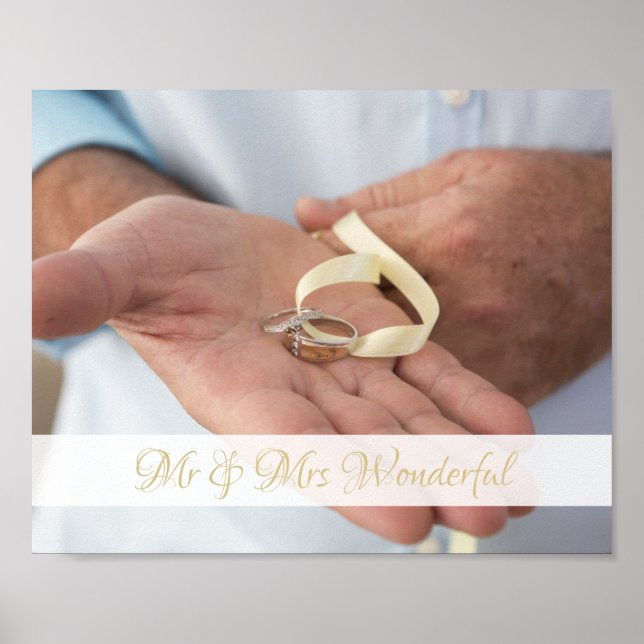 Póster Poster de Boda de fotos y nombre personalizado (Frente)