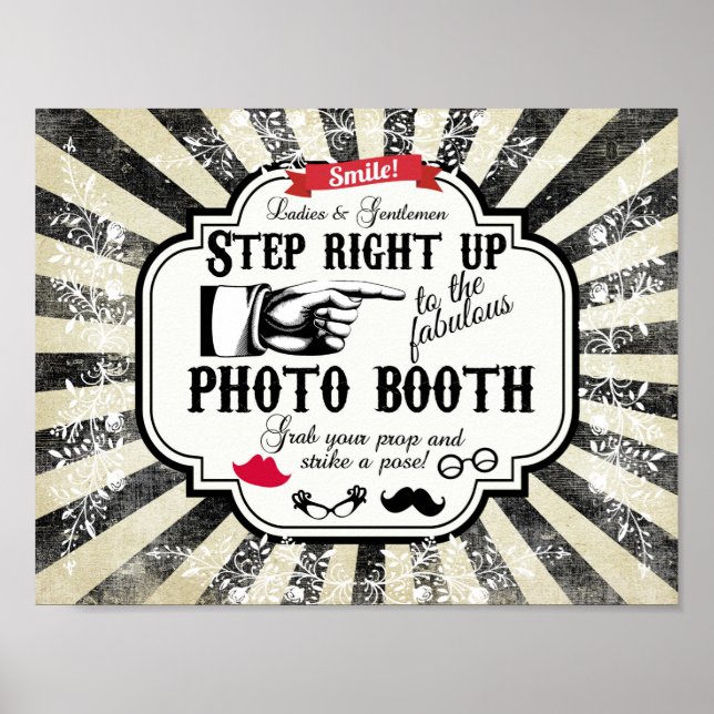 Póster poster de boda de la cabina de fotos arriba (Frente)
