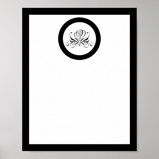 Póster Poster de Boda de Rosa negro caligrafía (Frente)
