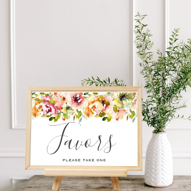 Póster Poster de Boda floral de acuarela de verano (Summer Garden Watercolor Floral Wedding Poster)