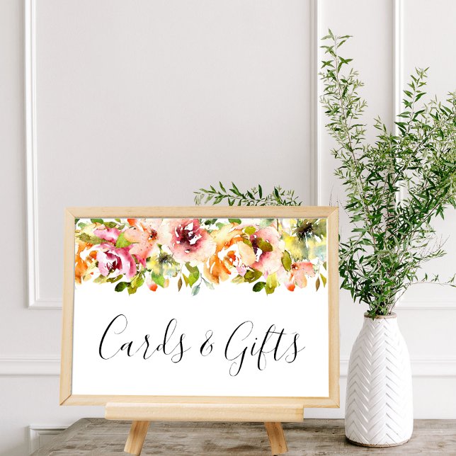 Póster Poster de Boda floral de acuarela de verano (Summer Garden Watercolor Floral Wedding Poster)