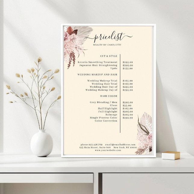 Póster Poster de Boho Trendy Beige Pricelist (Boho Trendy Beige Pricelist  Poster)