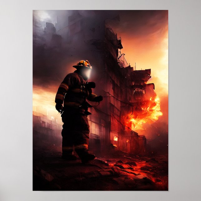 Póster Poster de bomberos 3 12x16 (mate) (Frente)