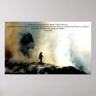 Póster Poster de bomberos - Isaías 43:2