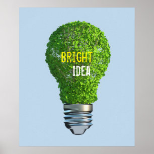 Póster Poster de Bombilla Verde Idea Brillante