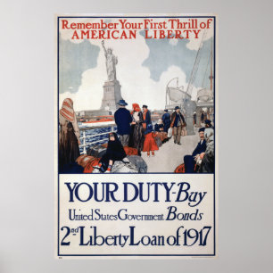 Póster poster de bonos de guerra de la Primera Guerra Mun