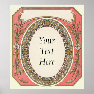 Póster Poster de borde de personalizable rosado de época