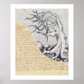 Póster Poster de bosquejo de árbol con poema