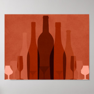 Póster Poster de botellas de vino naranja modernas