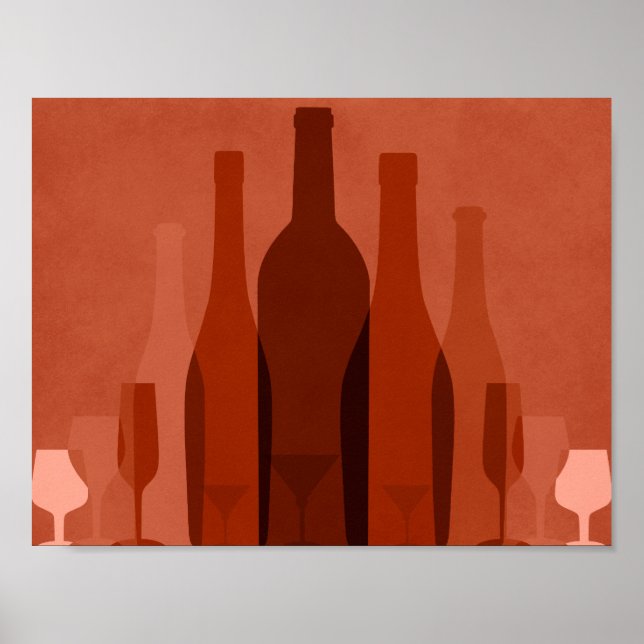 Póster Poster de botellas de vino naranja modernas (Frente)