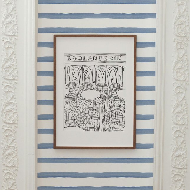 Póster Poster de Boulangerie París blanco y negro (Black and White Paris Boulangerie Sketch Illustration Poster)