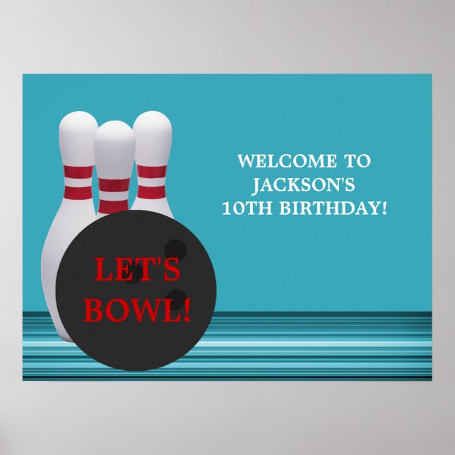 Póster Poster de Bowling Birthday Party (Frente)