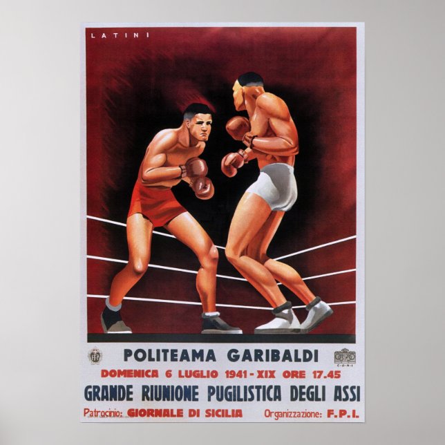 Póster Poster de boxeo italiano de época (Frente)