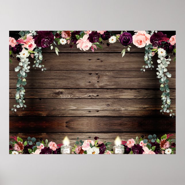 Póster Poster de bricolaje Rústico Barn Board Floral Blan (Frente)