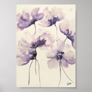 Póster Poster de brillo de lienzo Violet Flowers Premium 